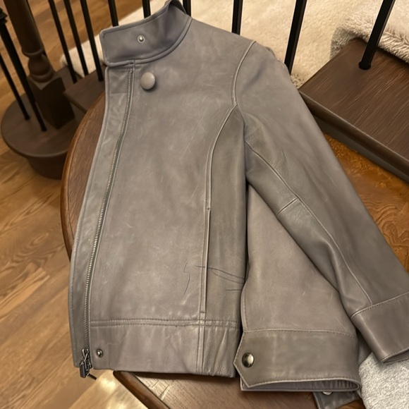 Valette leather jacket gray M Lamb leather!  See pen mark on jacket.  3/4 sleeve - Picture 13 of 13
